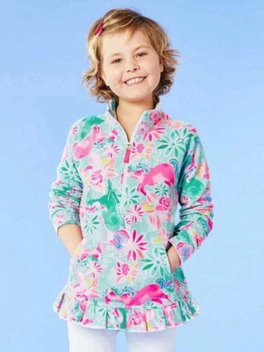 Girls Lilly Pulitzer Popover in Mary’s Wish Unicorn Print Size XL (12-14)